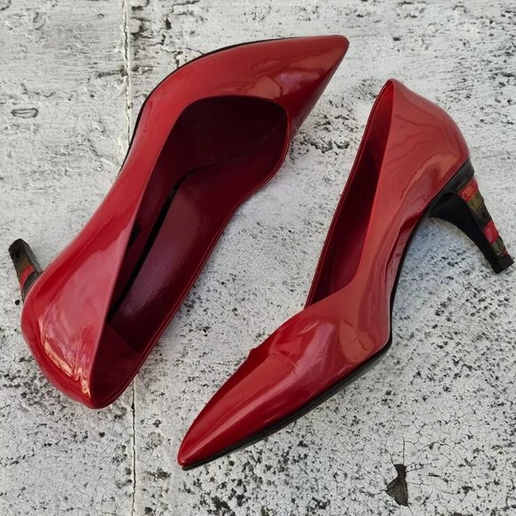 Louis Vuitton Women Pumps Heel Shoes Red Patent Leather Size 36 Made in Italy - Picture 5 of 12